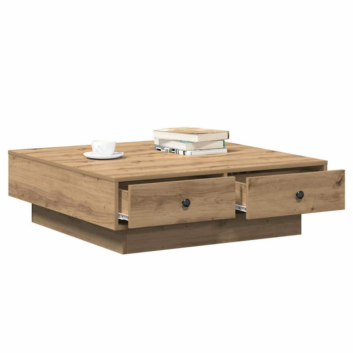 Masă de cafea Stejar Artizanal 90 x 90 x 28 cm Lemn compozit - WALTI WALTI