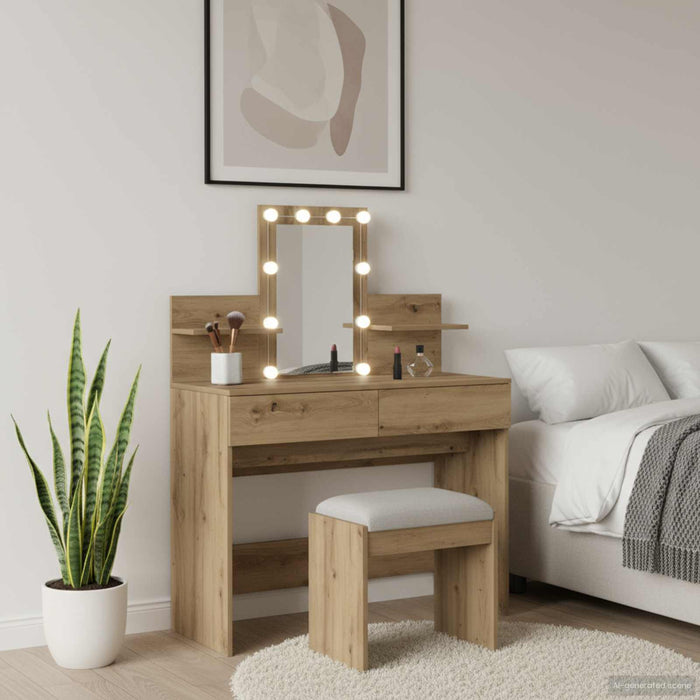 Masă de Machiaj cu sertar Stejar Artizanal 100 x 40 x 130 cm - WALTI WALTI
