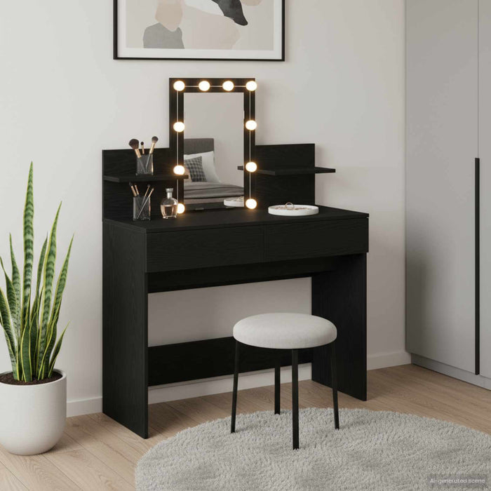 Masă de Machiaj Stejar Negru 100 x 40 x 130 cm Lemn compozit - WALTI WALTI