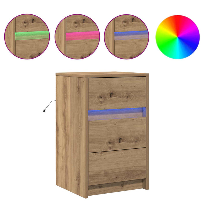 Dulap de noapte Stejar Artizanal 38 x 34 x 61 cm Lemn compozit - WALTI WALTI
