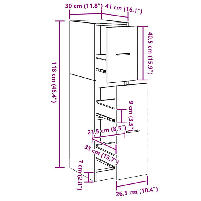 Cabinet de Apotecă Stejar negru 30 x 41 x 118 cm Lemn compozit - WALTI WALTI