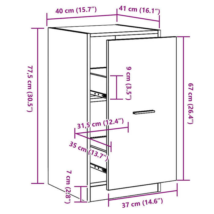 Cabinet de Apotecă Stejar negru 40 x 41 x 77.5 cm Lemn compozit - WALTI WALTI