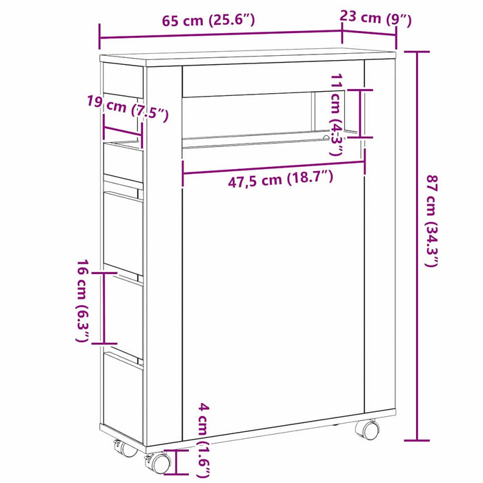 Set de mobilier pentru baie Stejar Negru 65 x 23 x 87 cm - WALTI WALTI