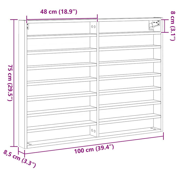 Dulap de Expunere cu raft Stejar Artizanal 100 x 8,5 x 75 cm - WALTI WALTI