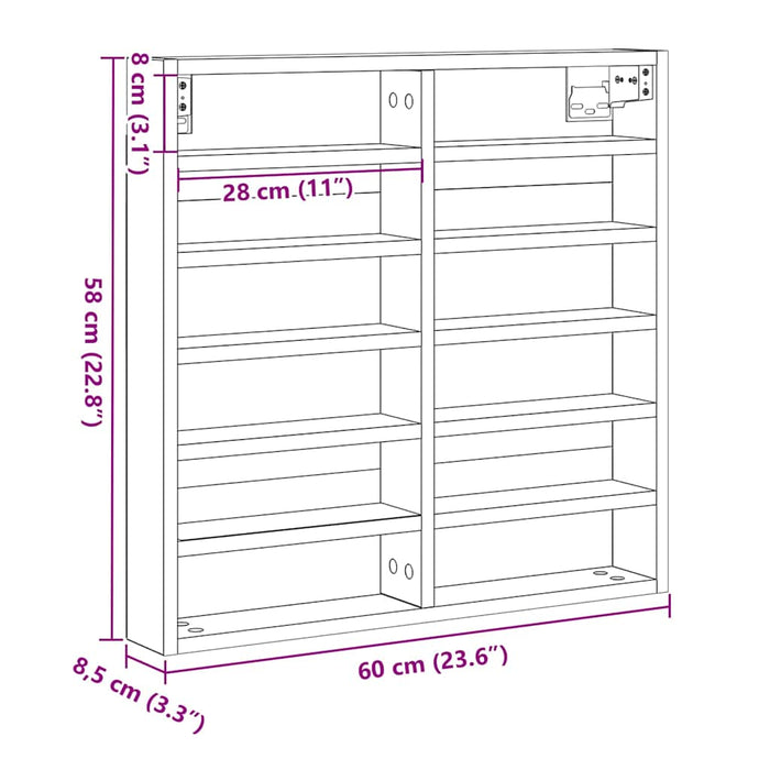 Dulap de Expunere cu raft Stejar Artizanal 60 x 8,5 x 58 cm - WALTI WALTI