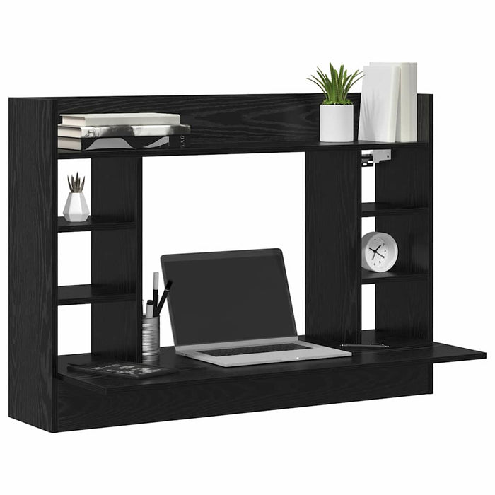 Birou montat pe perete cu raft Stejar negru 105 x 48 x 75 cm - WALTI WALTI
