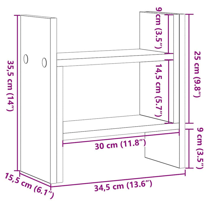 Organizator Birou Stejar negru 34.5 x 15.5 x 35.5 cm - WALTI WALTI