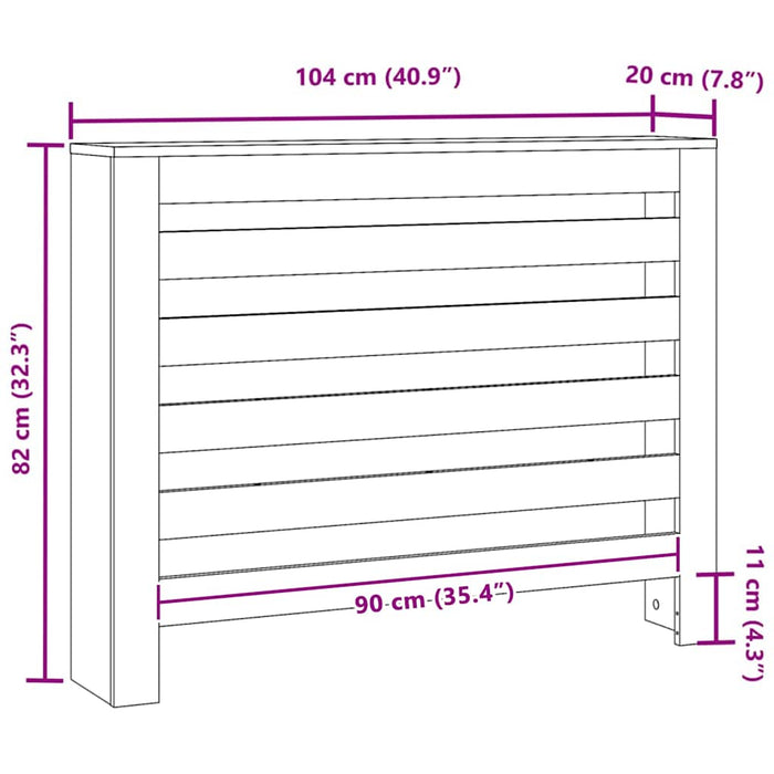 Capac pentru radiator Stejar Negru 104 x 20 x 82 cm - WALTI WALTI