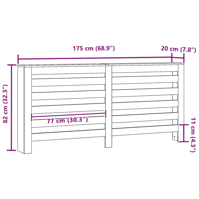 Capac pentru radiator Stejar Negru 175 x 20 x 82 cm - WALTI WALTI