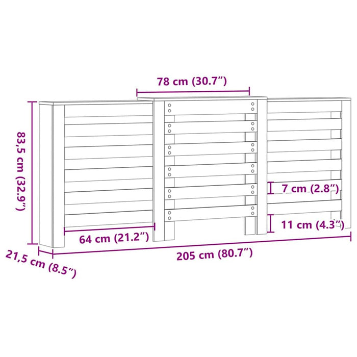 Capac pentru radiator Stejar Negru 205 x 21.5 x 83.5 cm - WALTI WALTI