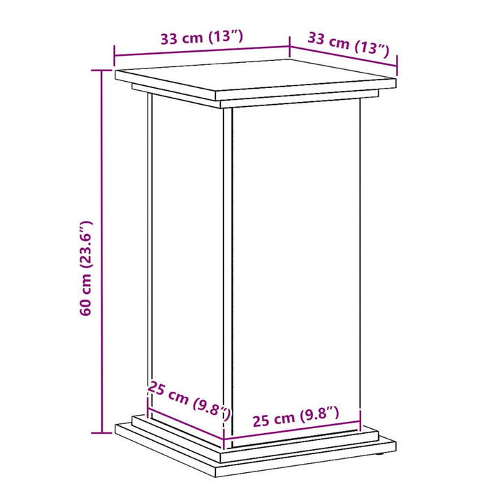 Suport pentru plante Stejar negru 33 x 33 x 60 cm Lemn compozit - WALTI WALTI