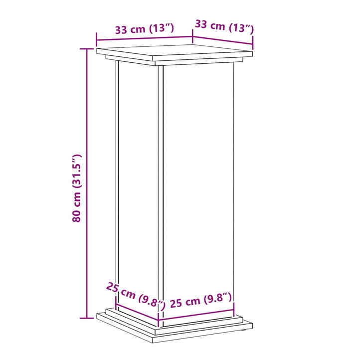 Suport pentru plante Stejar Negru 33 x 33 x 80 cm Lemn compozit - WALTI WALTI