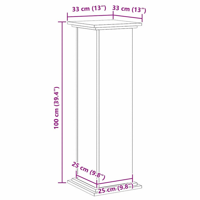 Suport pentru plante Stejar negru 33 x 33 x 100 cm - WALTI WALTI