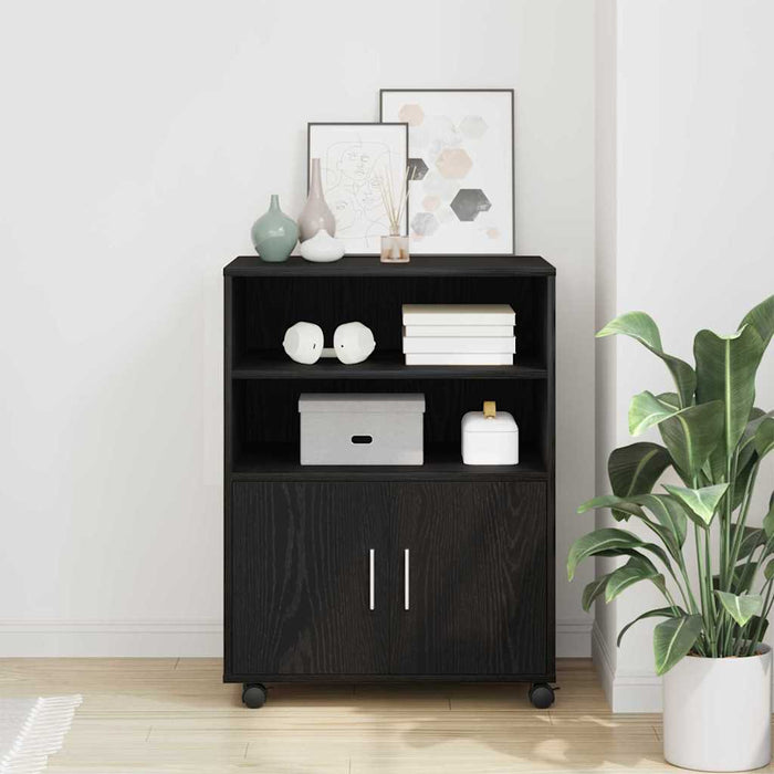 Dulap cu raft cu roata cu ușă Stejar Negru 60 x 48 x 74.5 cm - WALTI WALTI