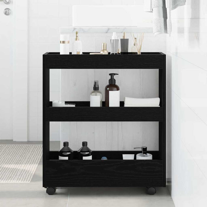 Trolley pentru Depozitare Îngust Stejar Negru 60 x 18 x 70 cm - WALTI WALTI