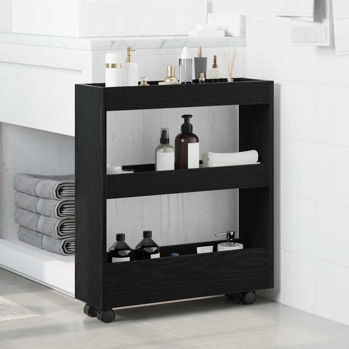 Trolley pentru Depozitare Îngust Stejar Negru 60 x 18 x 70 cm - WALTI WALTI