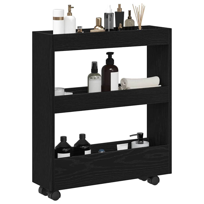 Trolley pentru Depozitare Îngust Stejar Negru 60 x 18 x 70 cm - WALTI WALTI