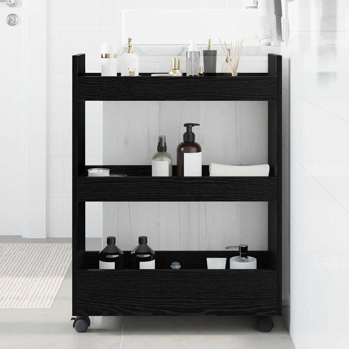 Trolley pentru Depozitare Îngust Stejar Negru 60 x 22 x 80 cm - WALTI WALTI