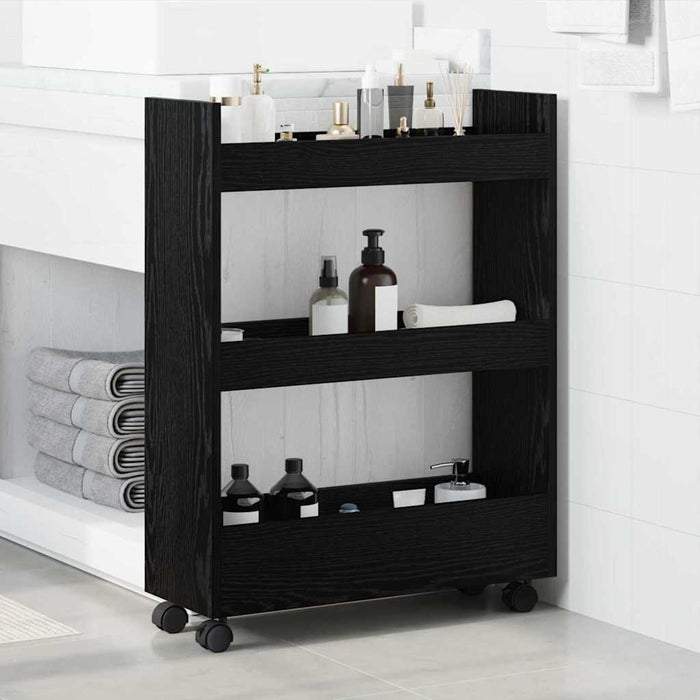 Trolley pentru Depozitare Îngust Stejar Negru 60 x 22 x 80 cm - WALTI WALTI