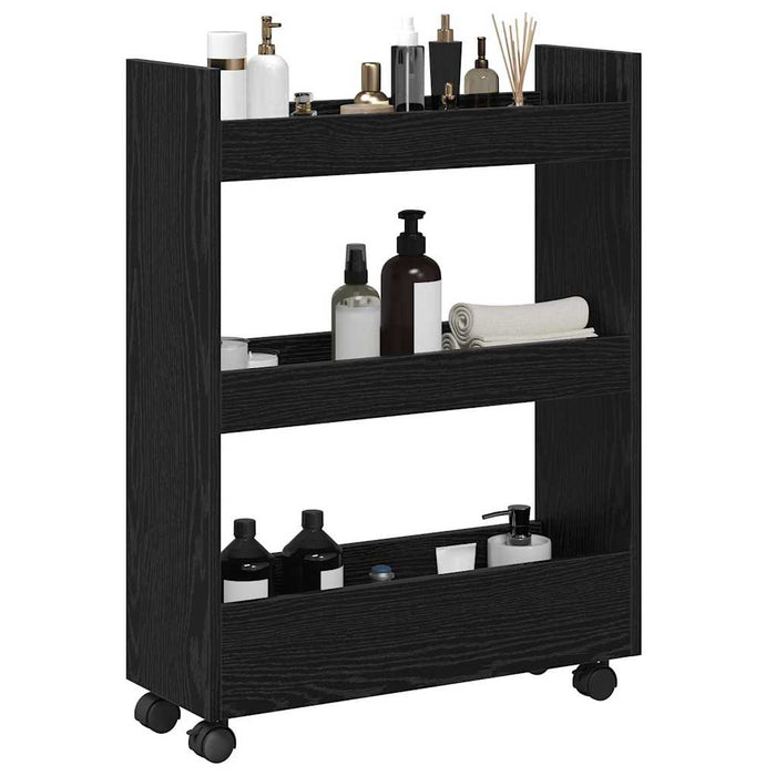 Trolley pentru Depozitare Îngust Stejar Negru 60 x 22 x 80 cm - WALTI WALTI
