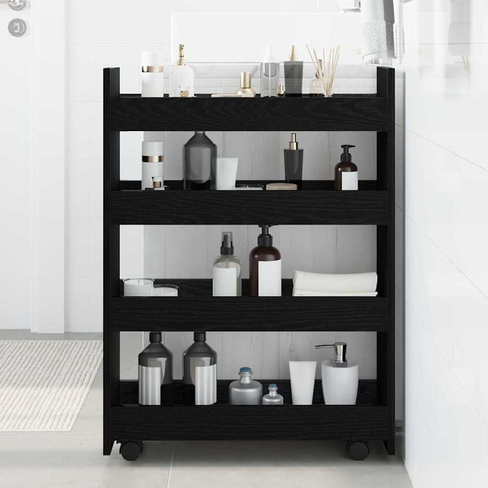 Trolley pentru Depozitare Îngust Stejar Negru 60 x 20 x 82 cm - WALTI WALTI
