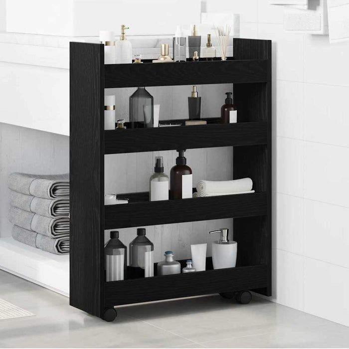 Trolley pentru Depozitare Îngust Stejar Negru 60 x 20 x 82 cm - WALTI WALTI