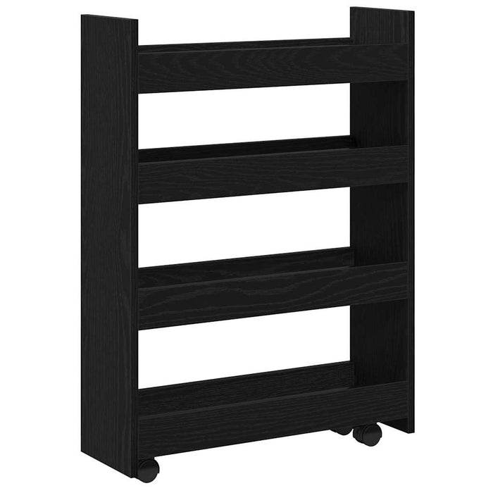 Trolley pentru Depozitare Îngust Stejar Negru 60 x 20 x 82 cm - WALTI WALTI