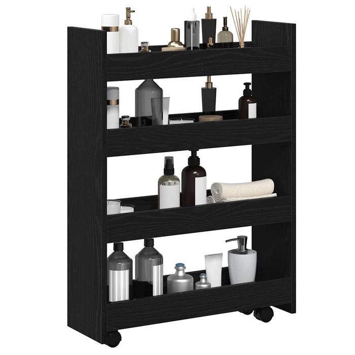 Trolley pentru Depozitare Îngust Stejar Negru 60 x 20 x 82 cm - WALTI WALTI