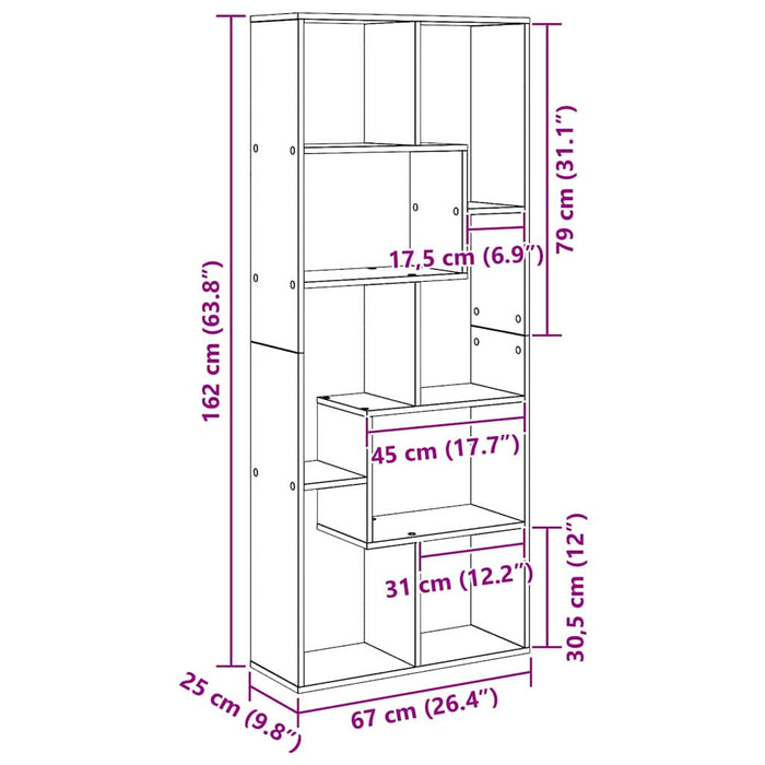 Dulap pentru cărți Stejar Negru 67 x 25 x 162 cm Lemn compozit - WALTI WALTI