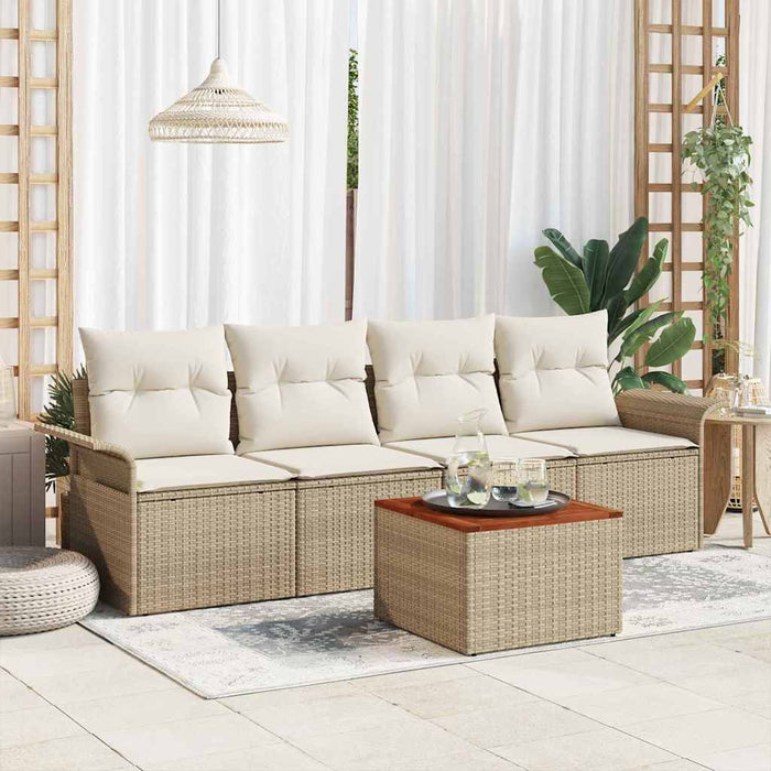 Set de canapele pentru grădină cu pernă 5 pcs Bej poliratan WALTI