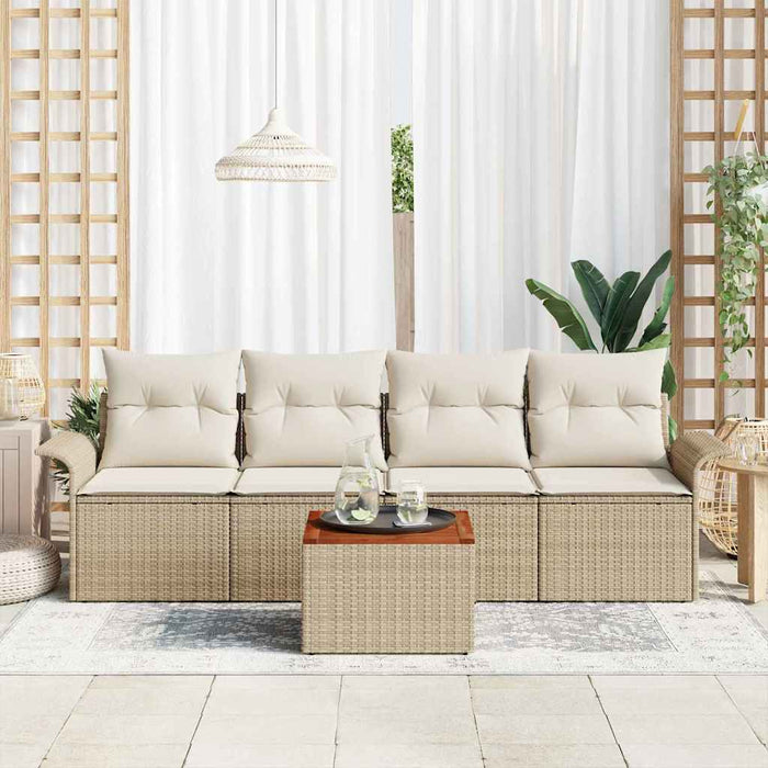 Set de canapele pentru grădină cu pernă 5 pcs Bej poliratan WALTI