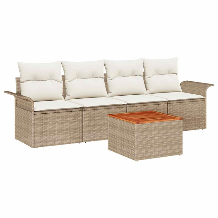 Set de canapele pentru grădină cu pernă 5 pcs Bej poliratan WALTI