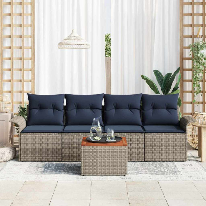 Set de canapele pentru grădină cu pernă 5 pcs Gri poliratan - WALTI WALTI
