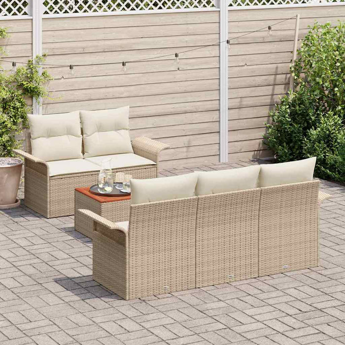 Set de canapele pentru grădină cu pernă 6 pcs Bej poliratan WALTI