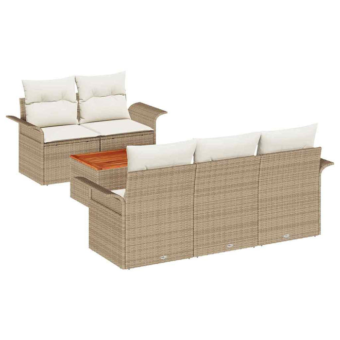 Set de canapele pentru grădină cu pernă 6 pcs Bej poliratan WALTI