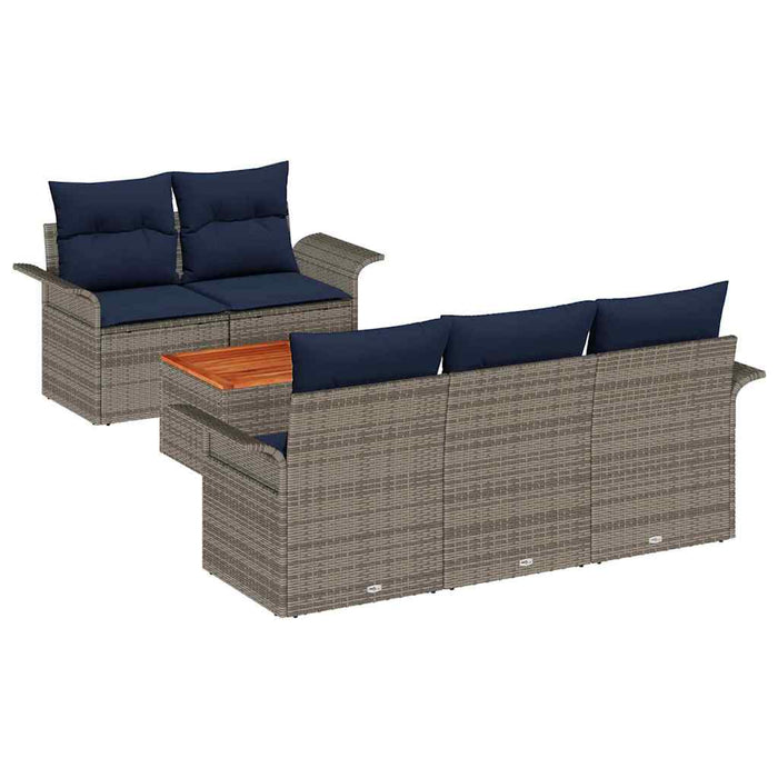 Set de canapele pentru grădină cu pernă 6 pcs Gri poliratan - WALTI WALTI