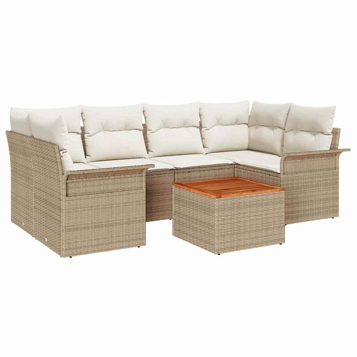 Set de canapele pentru grădină cu pernă 7 pcs Bej poliratan WALTI