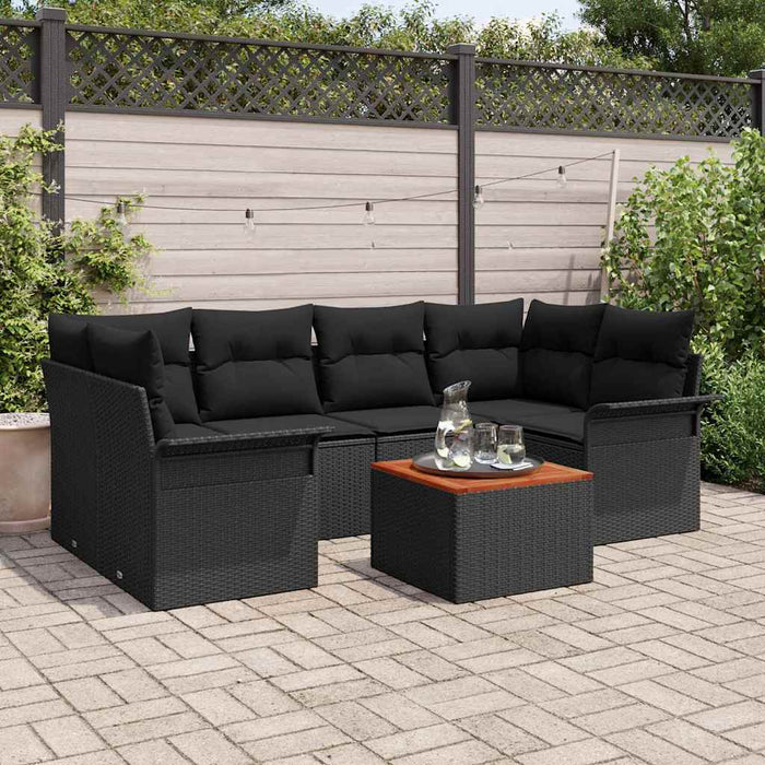 Set de canapele pentru grădină 7 pcs Negru Rattan poli - WALTI WALTI
