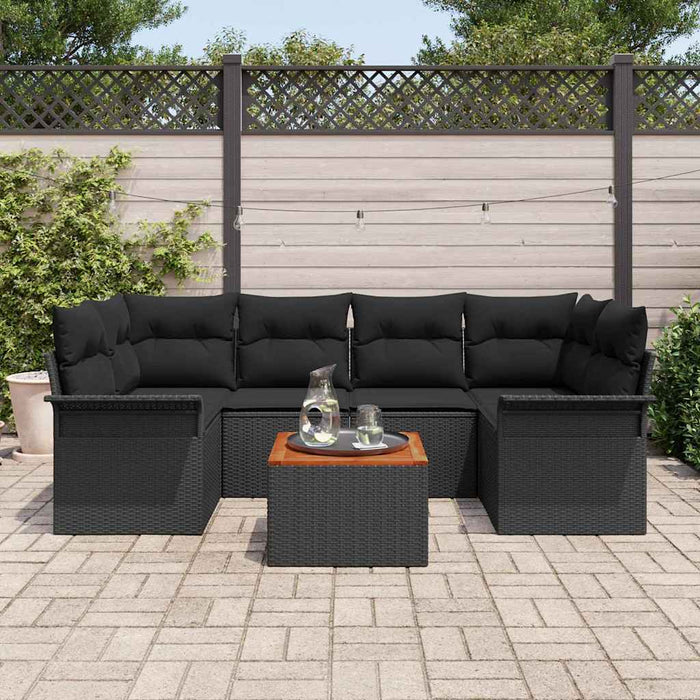 Set de canapele pentru grădină 7 pcs Negru Rattan poli - WALTI WALTI