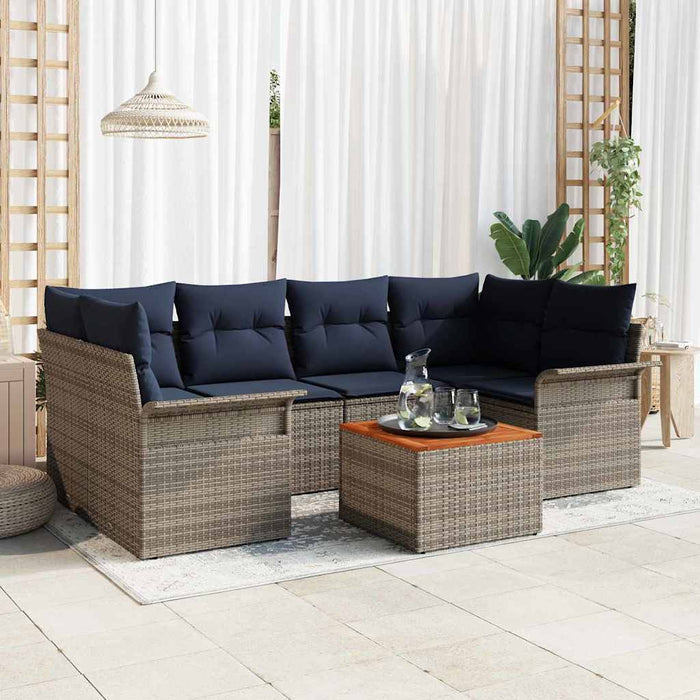 Set de canapele pentru grădină cu pernă 7 pcs Gri poliratan - WALTI WALTI