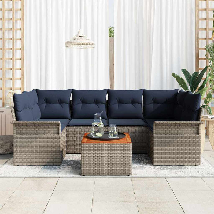 Set de canapele pentru grădină cu pernă 7 pcs Gri poliratan - WALTI WALTI