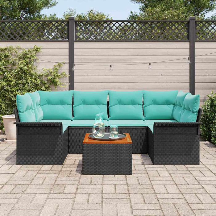 Set de canapele pentru grădină cu pernă 7 pcs Negru poliratan - WALTI WALTI