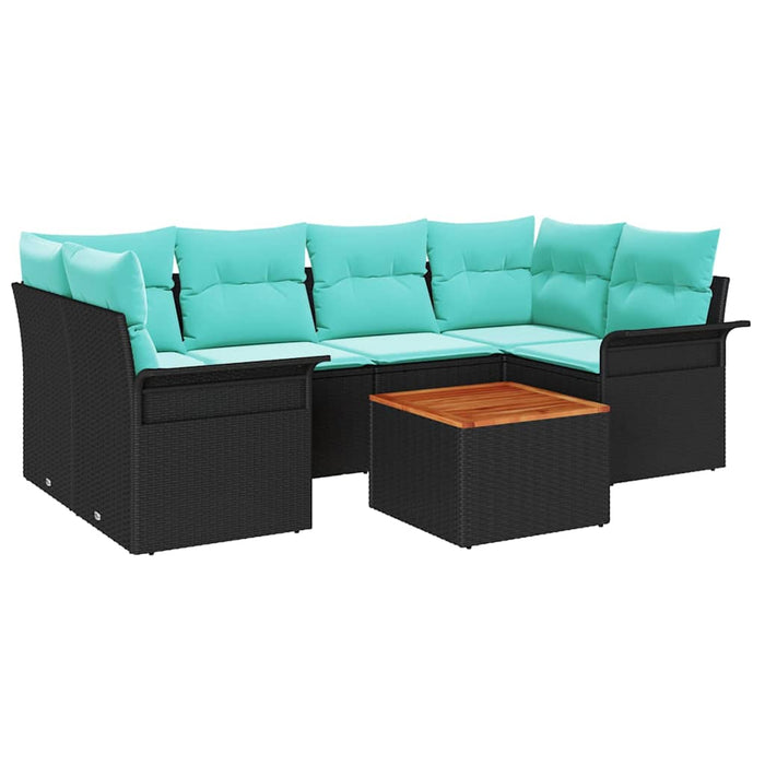 Set de canapele pentru grădină cu pernă 7 pcs Negru poliratan - WALTI WALTI