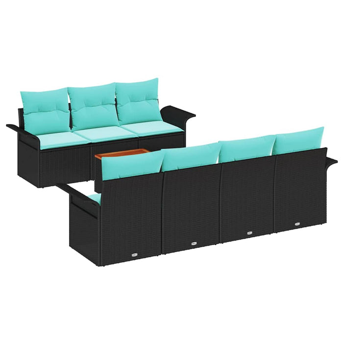 Set de canapele pentru grădină cu pernă 8 pcs Negru poliratan - WALTI WALTI