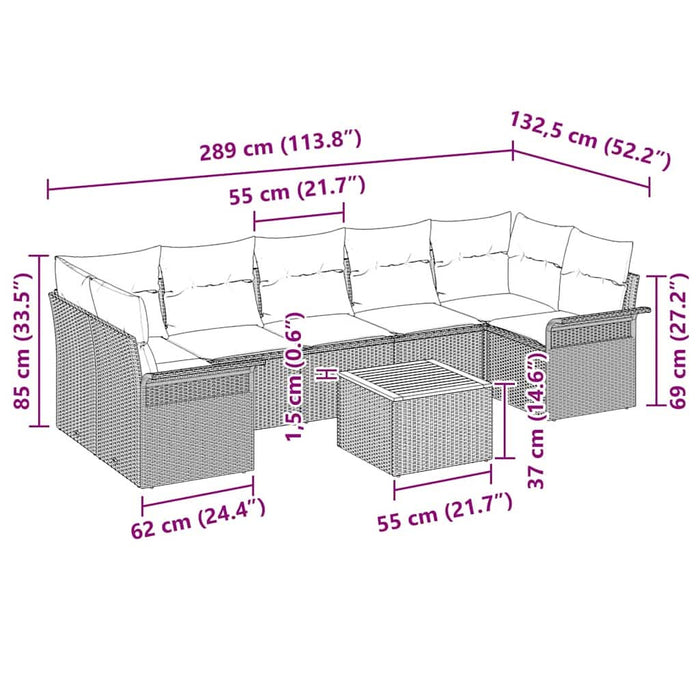 Set de canapele pentru grădină 8 pcs Negru Rattan poli - WALTI WALTI