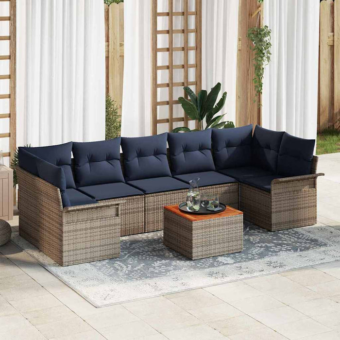 Set de canapele pentru grădină cu pernă 8 pcs Gri poliratan - WALTI WALTI