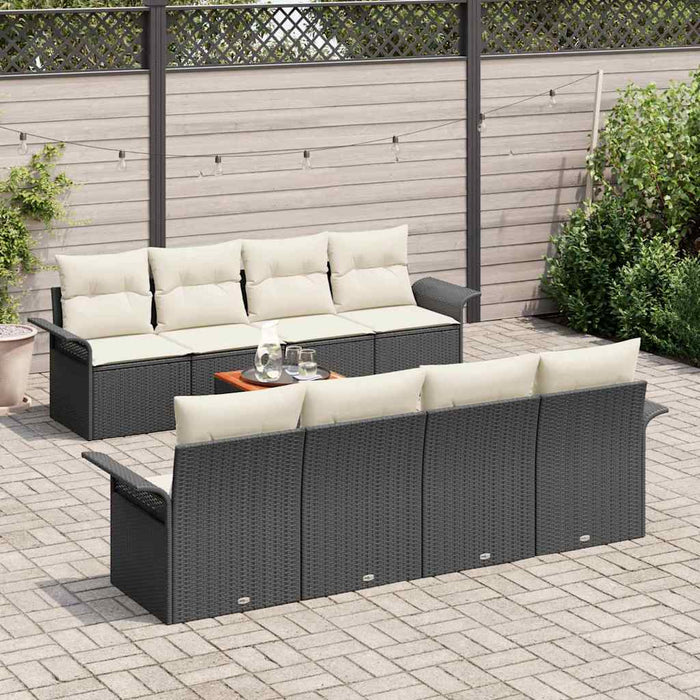 Set canapele grădină 9 Piese cu perne Negru Ratan Sintetic - WALTI WALTI