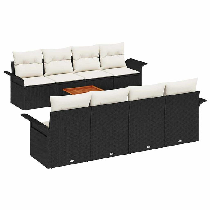Set canapele grădină 9 Piese cu perne Negru Ratan Sintetic - WALTI WALTI
