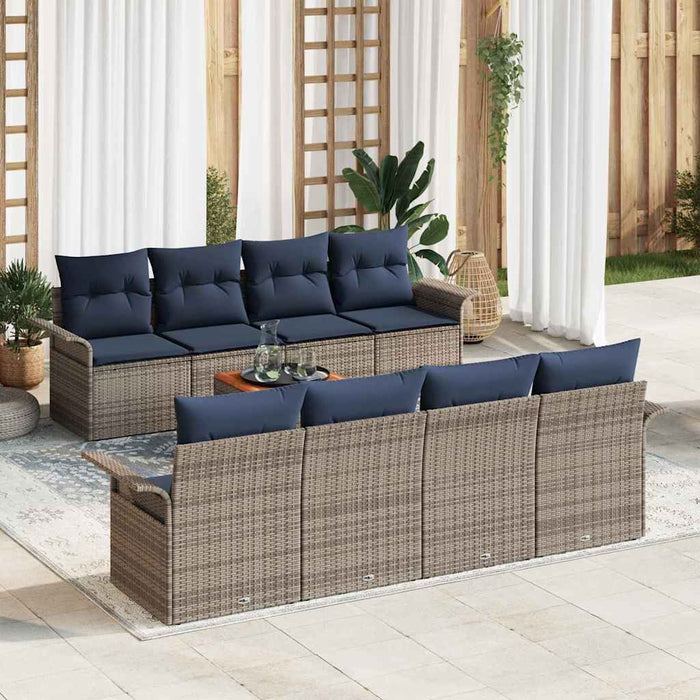 Set de canapele pentru grădină cu pernă 9 pcs Gri poliratan - WALTI WALTI