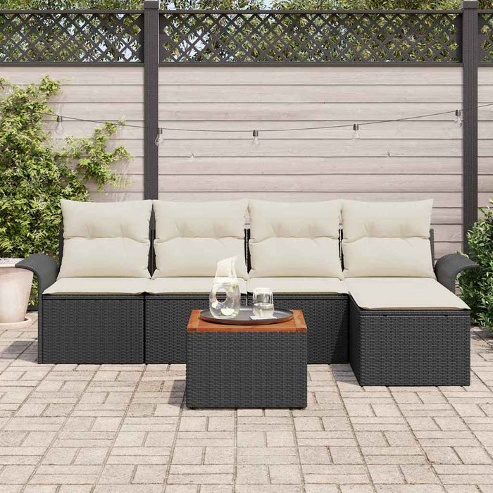 Set de canapea pentru grădină , 6 piese, cu perne, ratan poli, acacia - WALTI WALTI
